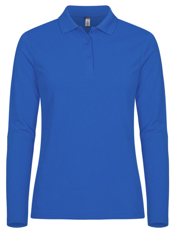 POLO  DE  ALGODON  MUJER MANGA LARGA  AZUL CIAN