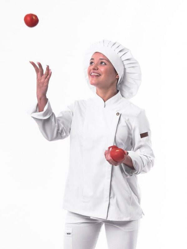 CHAQUETA COCINA MUJER MICROFIBRA PRIMESOFT CREMA